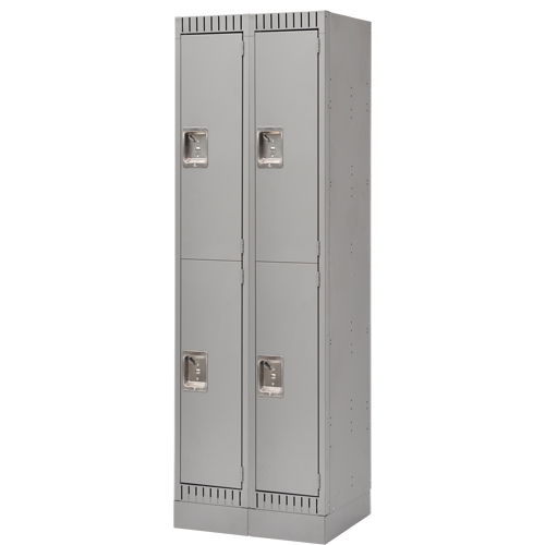 Lockers, 2 -tier, Bank of 2, 24" x 18" x 76", Steel, Grey, Knocked Down Cintas