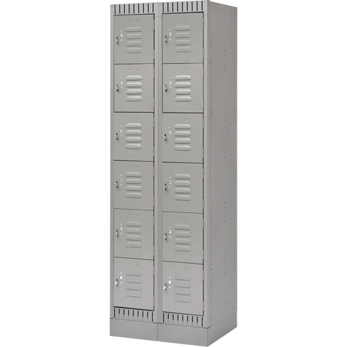 Casiers, 6 niveaux, Bloc de 2, 24" x 18" x 76", Acier, Gris, D&eacute;mont&eacute; Cintas