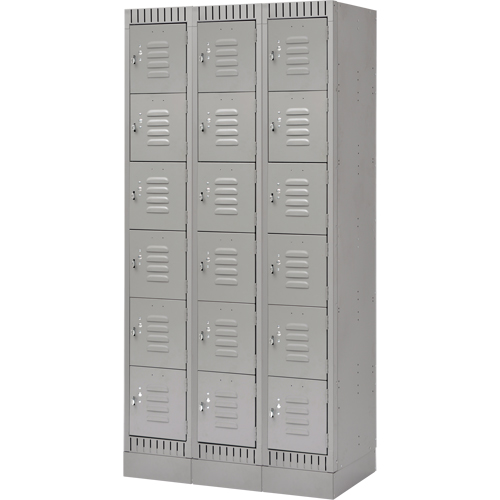 Casiers, 6 niveaux, Bloc de 3, 36" x 18" x 76", Acier, Gris, D&eacute;mont&eacute; Cintas