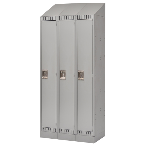 Assembled Lockers, Bank of 3, 36" x 18" x 72", Steel, Grey, Rivet (Assembled) Cintas