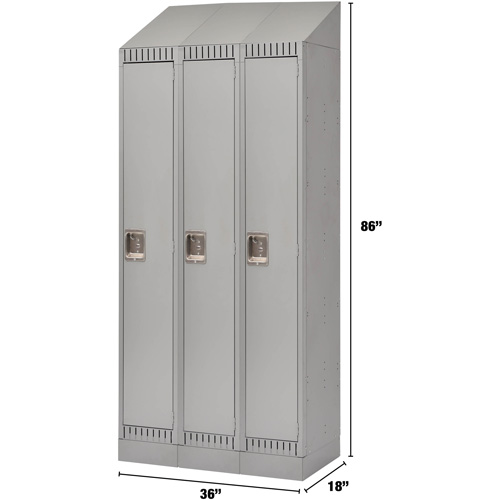 Casiers, Bloc de 3, 36" x 18" x 86", Acier, Gris, D&eacute;mont&eacute; Cintas