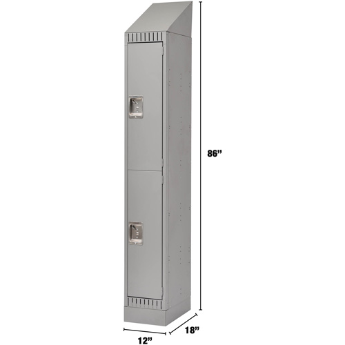 Lockers, 2 -tier, 12" x 18" x 86", Steel, Grey, Knocked Down Cintas
