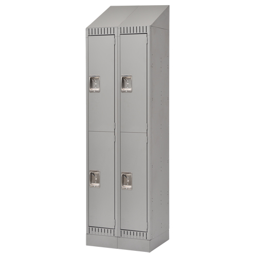 Casiers assembl&eacute;s, 2 niveaux, Bloc de 2, 24" x 18" x 72", Acier, Gris, Rivet (assembl&eacute;) Cintas