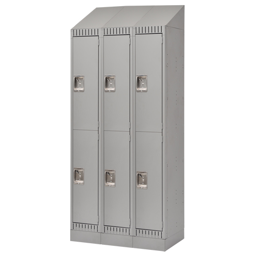Lockers, 2 -tier, Bank of 3, 36" x 18" x 86", Steel, Grey, Knocked Down Cintas