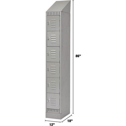Lockers, 6 -tier, 12" x 18" x 86", Steel, Grey, Knocked Down Cintas
