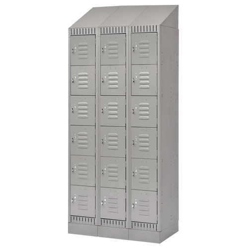Lockers, 6 -tier, Bank of 3, 36" x 18" x 86", Steel, Grey, Knocked Down Cintas