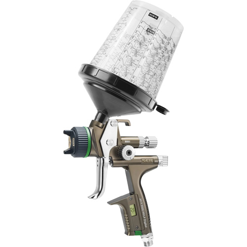 Pistolet de peinture de premi&egrave;re qualit&eacute; pour peinture automobile avec psi num&eacute;rique X5500 HVLP 1,2 I RPS D, Entr&eacute;e d'air 1/4" NPT, 15,19 pi³/min, Capacit&eacute; 0,6 L/0,9 L, 0,17 psi Cintas