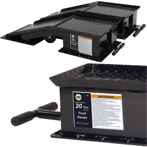Rampes pour camions lourds avec longue poign&eacute;e en T, Capacit&eacute; 40 000 lb, 45" lo, 13-1/2" la, Hauteur de 9-19/50" Cintas