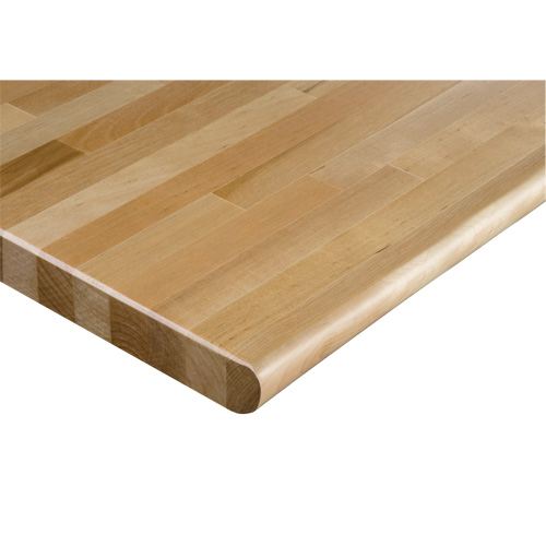 Dessus d'&eacute;tabli en bois dur, 48" la x 24" p, Bordure Arrondi, &eacute;paisseur 1-1/4" Cintas