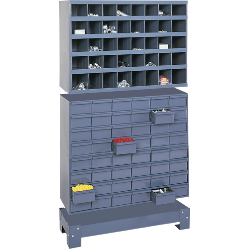 Modular Small Parts Storage Unit, Steel, 48 Drawers, 33-3/4" x 12-1/4" x 58-3/8", Grey Cintas