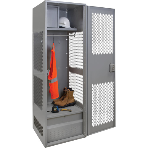 Casier pour &eacute;quipement avec porte, Acier, 24" la x 18" p x 72" h, Gris Cintas
