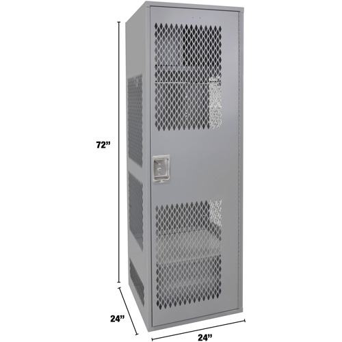 Casier pour &eacute;quipement avec porte, Acier, 24" la x 24" p x 72" h, Gris Cintas