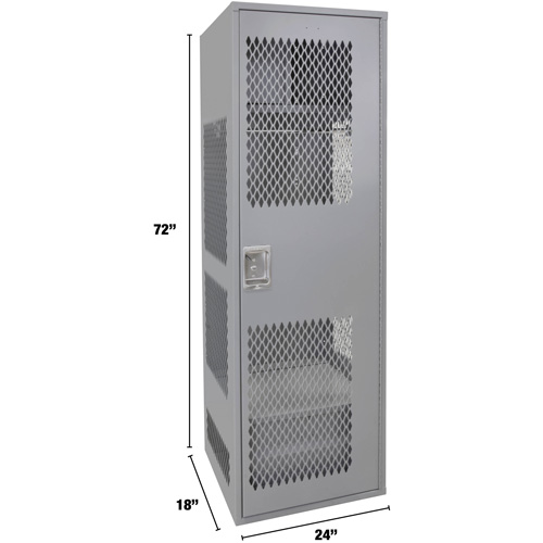 Casier pour &eacute;quipement avec porte, Acier, 24" la x 18" p x 72" h, Gris Cintas