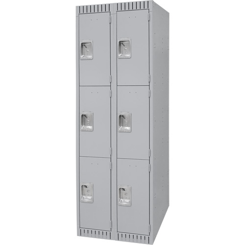 Casiers, 3 niveaux, Bloc de 2, 24" x 18" x 72", Acier, Gris, D&eacute;mont&eacute; Cintas