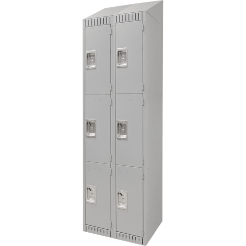 Casiers, 3 niveaux, Bloc de 2, 24" x 18" x 82", Acier, Gris, D&eacute;mont&eacute; Cintas
