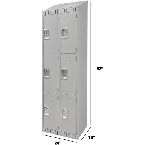 Casiers, 3 niveaux, Bloc de 2, 24" x 18" x 82", Acier, Gris, D&eacute;mont&eacute; Cintas