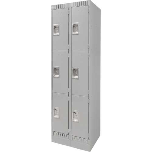 Casiers, 3 niveaux, Bloc de 2, 24" x 18" x 76", Acier, Gris, D&eacute;mont&eacute; Cintas
