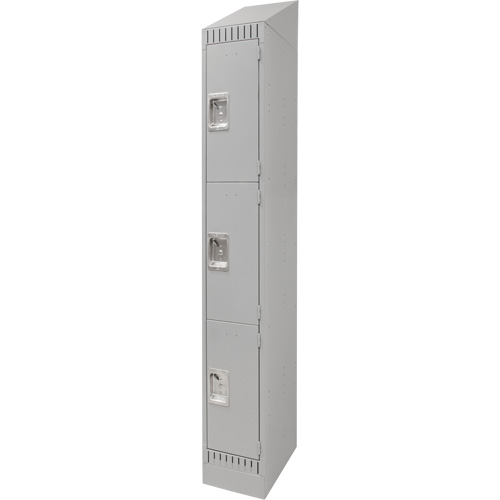 Lockers, 3 -tier, 12" x 18" x 86", Steel, Grey, Knocked Down Cintas