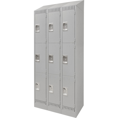 Casiers, 3 niveaux, Bloc de 3, 36" x 18" x 86", Acier, Gris, D&eacute;mont&eacute; Cintas