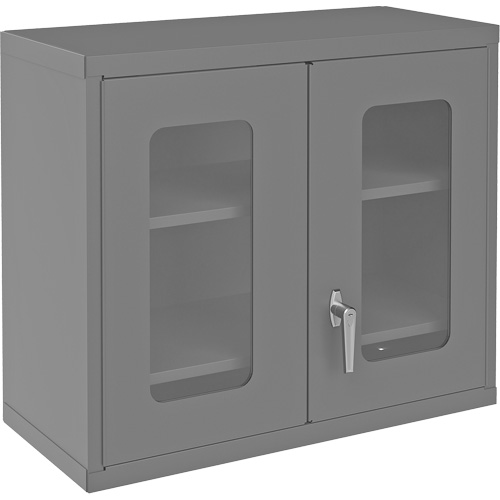 Wall-Mountable Storage Cabinet with Clearview Doors, 26-15/16" H x 29-7/8" W x 13-11/16" D, 2 Shelves, Steel, Grey Cintas