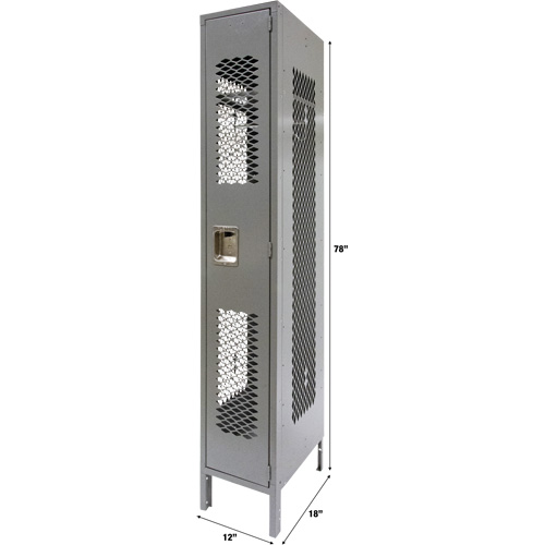 Casiers ventil&eacute;s, 12" x 18" x 78", Acier, Gris, D&eacute;mont&eacute;, Perfor&eacute; Cintas