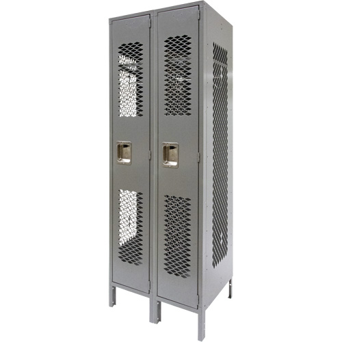 Casiers ventil&eacute;s, Bloc de 2, 24" x 18" x 78", Acier, Gris, D&eacute;mont&eacute;, Perfor&eacute; Cintas