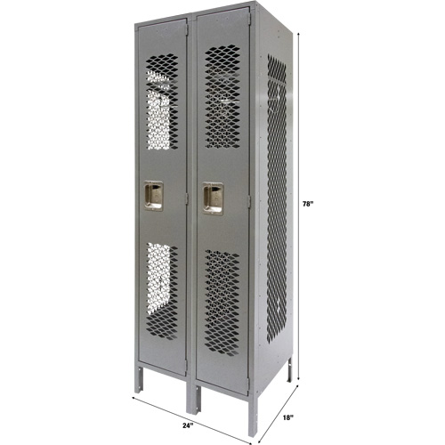 Casiers ventil&eacute;s, Bloc de 2, 24" x 18" x 78", Acier, Gris, D&eacute;mont&eacute;, Perfor&eacute; Cintas