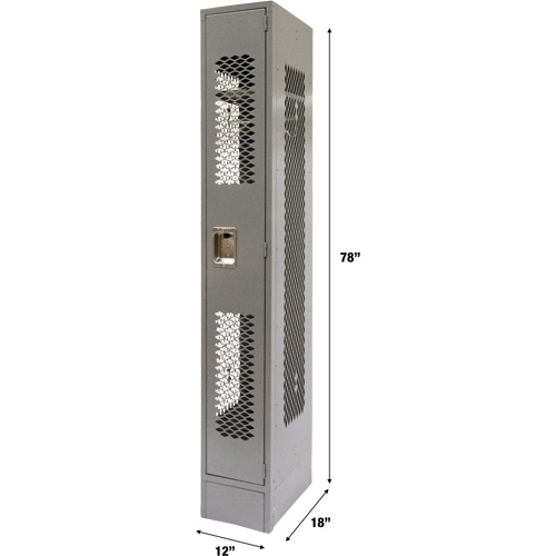 Vented Lockers, 12" x 18" x 78", Steel, Grey, Knocked Down, Perforated Cintas