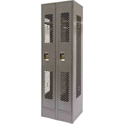 Casiers ventil&eacute;s, Bloc de 2, 24" x 18" x 78", Acier, Gris, D&eacute;mont&eacute;, Perfor&eacute; Cintas
