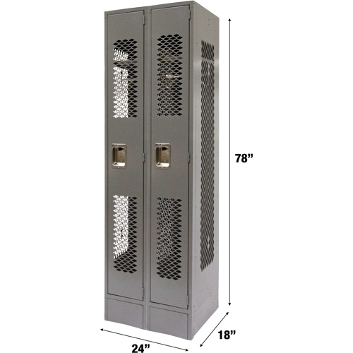 Casiers ventil&eacute;s, Bloc de 2, 24" x 18" x 78", Acier, Gris, D&eacute;mont&eacute;, Perfor&eacute; Cintas