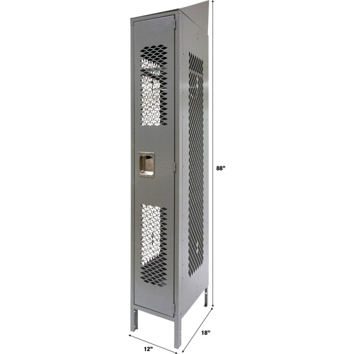 Casiers ventil&eacute;s, 12" x 18" x 88", Acier, Gris, D&eacute;mont&eacute;, Perfor&eacute; Cintas