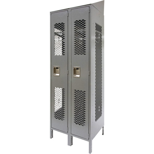 Casiers ventil&eacute;s, Bloc de 2, 24" x 18" x 88", Acier, Gris, D&eacute;mont&eacute;, Perfor&eacute; Cintas