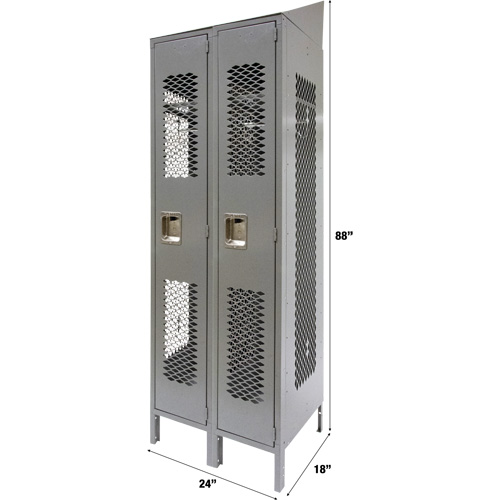 Casiers ventil&eacute;s, Bloc de 2, 24" x 18" x 88", Acier, Gris, D&eacute;mont&eacute;, Perfor&eacute; Cintas
