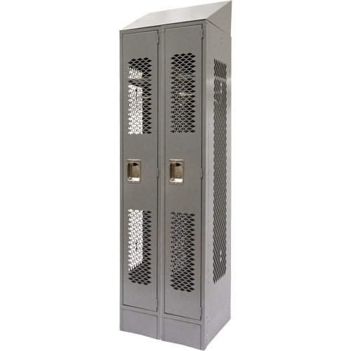 Casiers ventil&eacute;s, Bloc de 2, 24" x 18" x 88", Acier, Gris, D&eacute;mont&eacute;, Perfor&eacute; Cintas