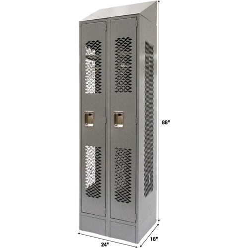 Casiers ventil&eacute;s, Bloc de 2, 24" x 18" x 88", Acier, Gris, D&eacute;mont&eacute;, Perfor&eacute; Cintas