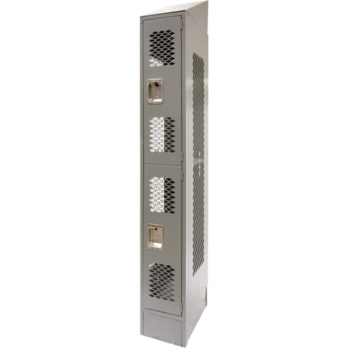 Vented Lockers, 2 -tier, 12" x 18" x 88", Steel, Grey, Knocked Down, Perforated Cintas