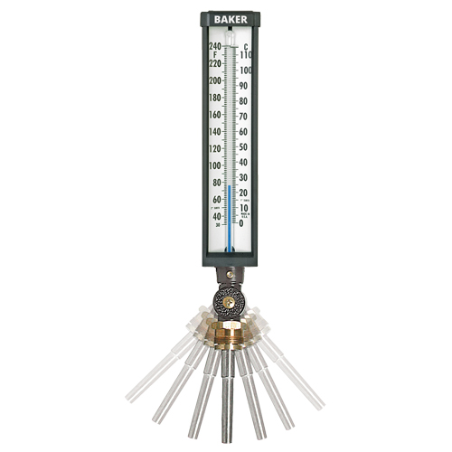 Variable Angle Industrial Thermometers, Contact, Analogue, 0-120°F (-17-49°C) Cintas