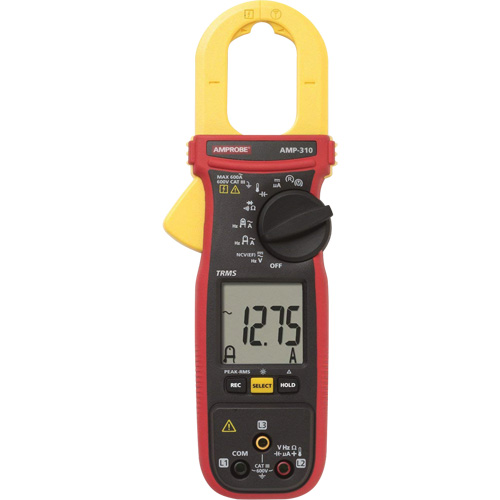 Multim&egrave;tre &agrave; pince TRMS pour entretien de moteur AMP-310, Tension c.a./c.c., Courant c.a. Cintas