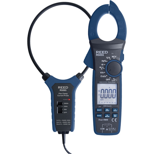 Pince amp&egrave;rem&eacute;trique v.e.v avec sonde de courant flexible et certificat de calibration, Tension c.a./c.c., Courant c.a./c.c. Cintas