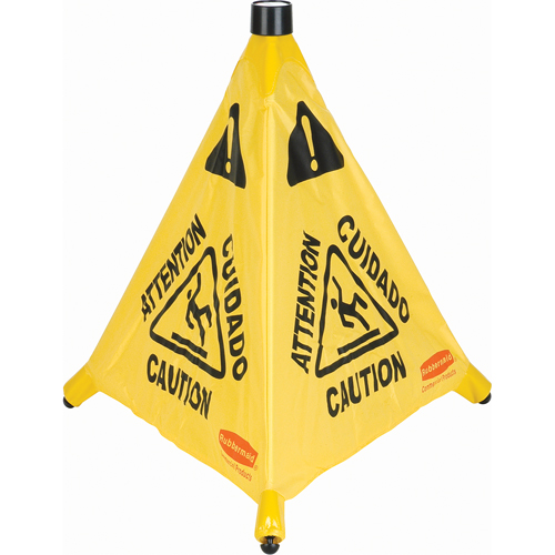 Pop-Up Safety Cone, Trilingual With Pictogram Cintas