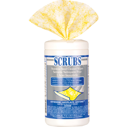 Lingettes nettoyantes pour l'acier inoxydable, 30 lingettes, 10-1/2" x 9-3/4" Cintas