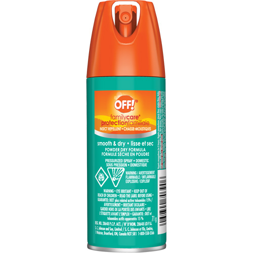 Insectifuge Off! Family Care, DEET &agrave; 15 %, A&eacute;rosol, 2,5 oz. Cintas