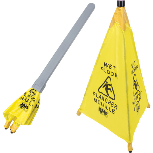 "Wet Floor" Pop-Up Safety Cone, Bilingual with Pictogram Cintas