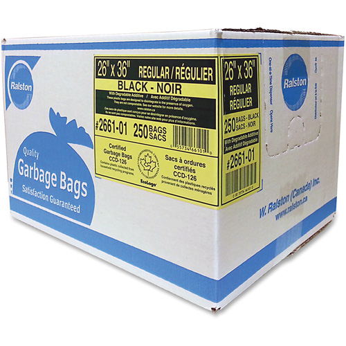 Industrial Garbage Bags, Regular, 36" W x 26" L, 0.65 mils, Black Cintas