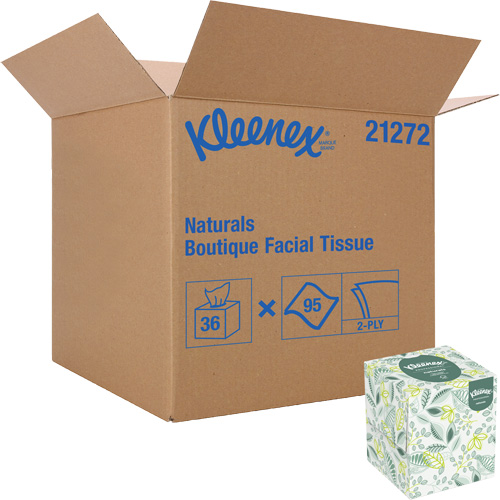 Kleenex&reg; Naturals Boutique* Facial Tissue, 2 Ply, 7.8" L x 8.3" W, 95 Sheets/Box Cintas