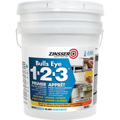 Bulls Eye 1-2-3&reg; Water-Base Primer, 18.9 L, Pail, White Cintas