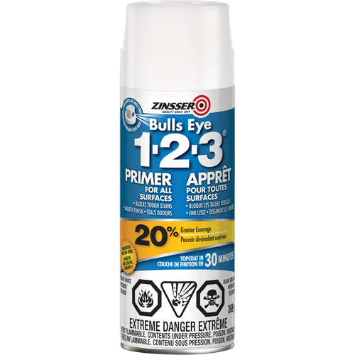 Bulls Eye 1-2-3&reg; Water-Base Primer, Aerosol Can, White Cintas