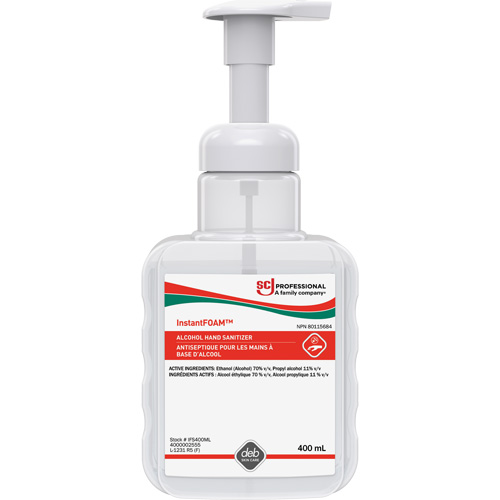 D&eacute;sinfectant pour les mains Instantfoam, 400 ml, Bouteille &agrave; pompe, 70 % alcool Cintas