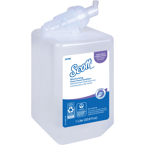 Mousse d&eacute;sinfectante et hydratante pour les mains Control de Scott, 1000 ml, Cartouche de recharge, 70 % alcool Cintas