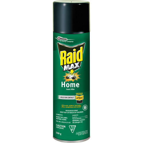 Raid&reg; Max&reg; Home Insect Killer Insecticide, 500 g, Aerosol Can, Solvent Base Cintas